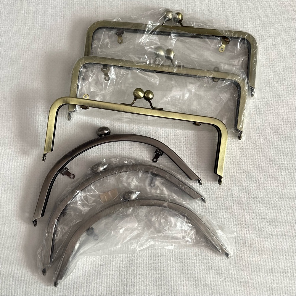 (6) Clutch Purse Frames - Brushed Antique Brass & Nickel -  8x4 and 8x3 inches